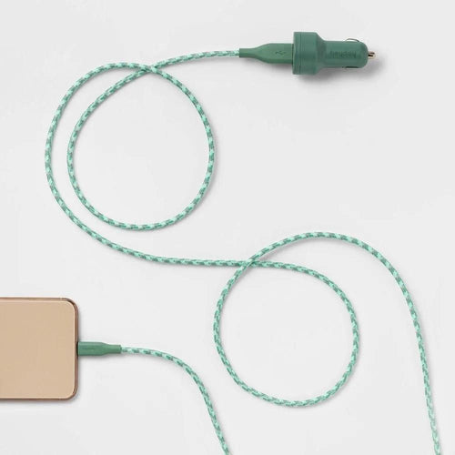 6' to USB-A Cable 2-Port 3.1A Car Charger - heyday Evergreen