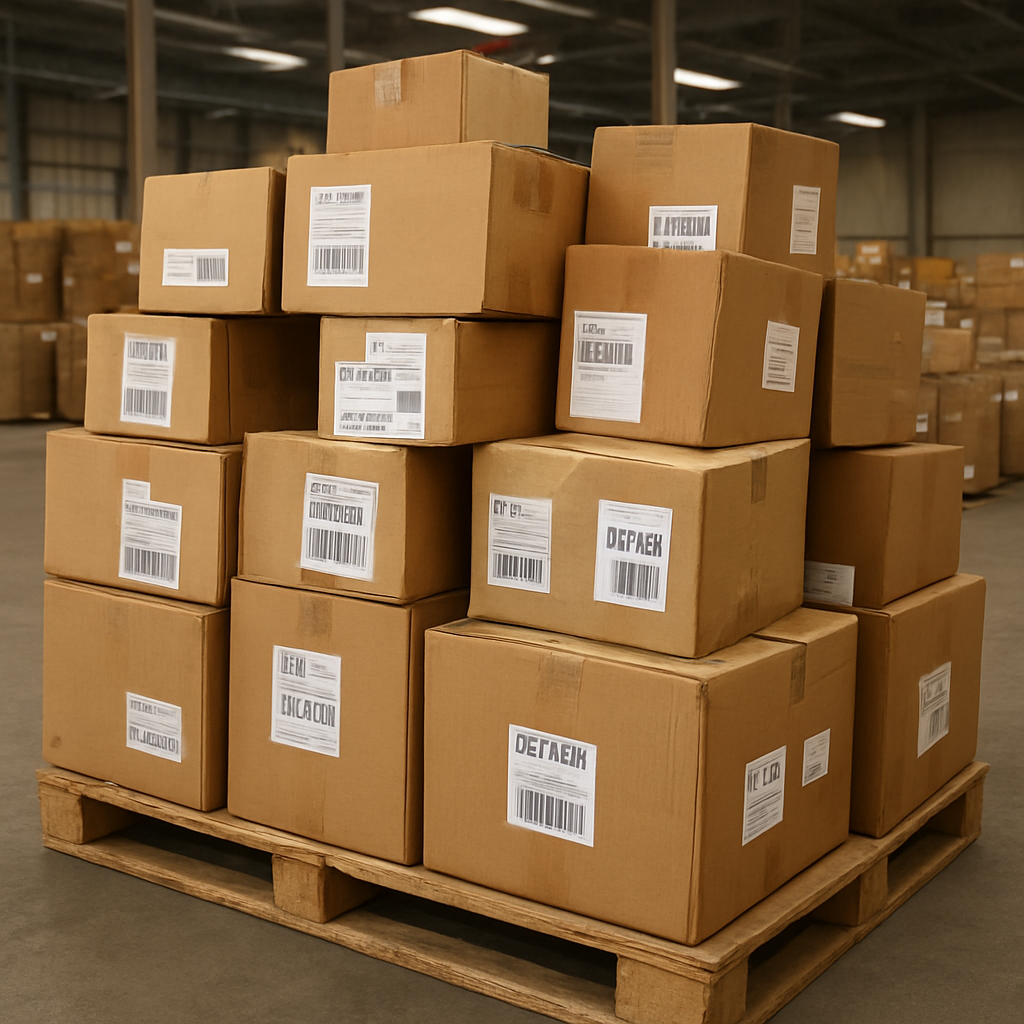 Customer return boxes ready for resale