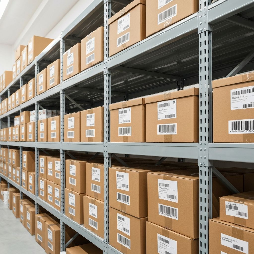 Organized warehouse inventory ready for resale