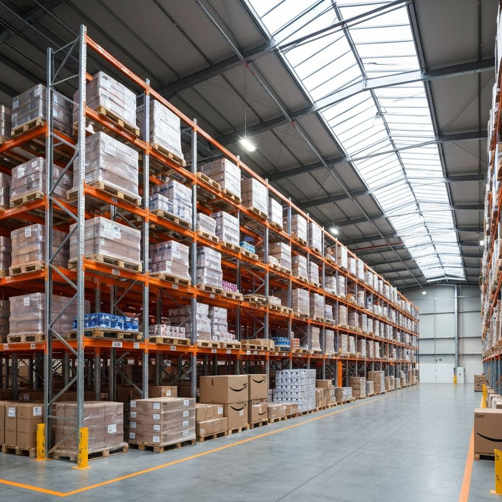 DEAL FACTORY warehouse with pallets of products